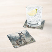 A Beautiful Forest Wolf スクエアペーパーコースター (インサイチュ)