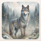A Beautiful Forest Wolf スクエアペーパーコースター (正面)