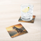 A Beautiful Forest Wolf スクエアペーパーコースター (インサイチュ)