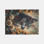 A Beautiful Forest Wolf Fleece Blanket フリースブランケット (正面(横))