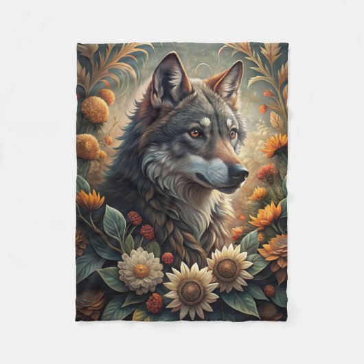 A Beautiful Forest Wolf Fleece Blanket フリースブランケット (正面)