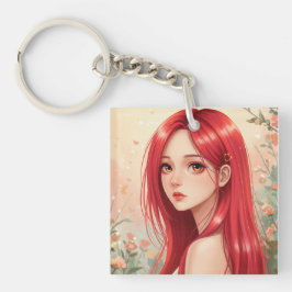 A beautiful girl exuding grace in nature キーホルダー