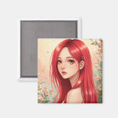 A beautiful girl exuding grace in nature マグネット (正面/裏面)