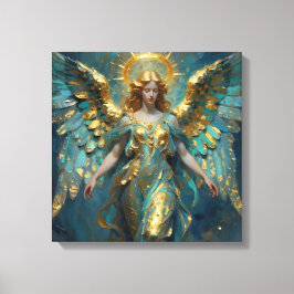 A Beautiful Gold and Turquoise Angel  キャンバスプリント