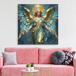 A Beautiful Gold and Turquoise Angel  キャンバスプリント