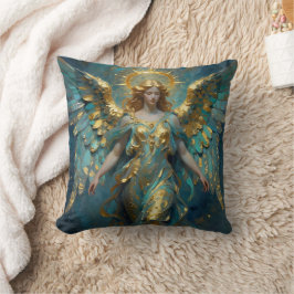 A Beautiful Gold and Turquoise Angel  クッション