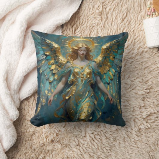 A Beautiful Gold and Turquoise Angel  クッション (ブランケット)