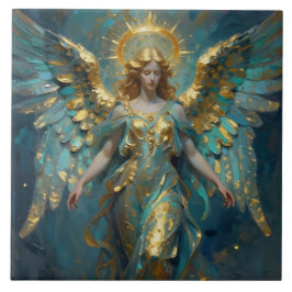 A Beautiful Gold and Turquoise Angel  タイル