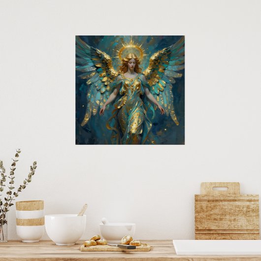 A Beautiful Gold and Turquoise Angel  ポスター (キッチン)
