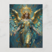 A Beautiful Gold and Turquoise Angel ポストカード (正面)