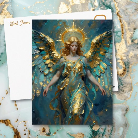 A Beautiful Gold and Turquoise Angel ポストカード