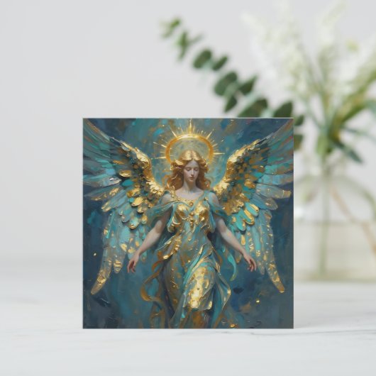 A Beautiful Gold and Turquoise Angel Blank カード (スタンド正面)