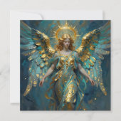 A Beautiful Gold and Turquoise Angel Blank カード (正面)
