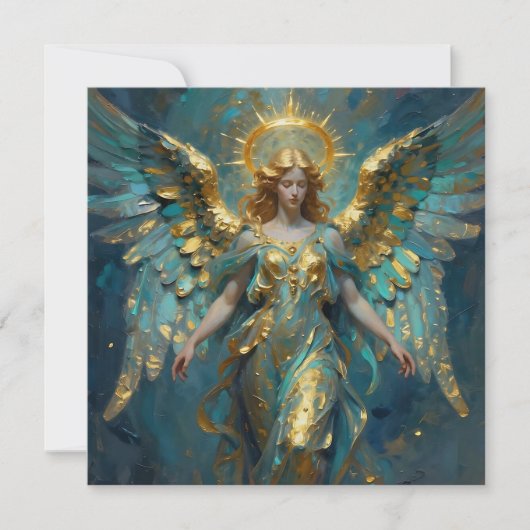 A Beautiful Gold and Turquoise Angel Blank カード (正面)