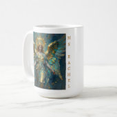 A Beautiful Gold and Turquoise Angel Personalized コーヒーマグカップ (正面左)