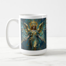 A Beautiful Gold and Turquoise Angel Personalized コーヒーマグカップ