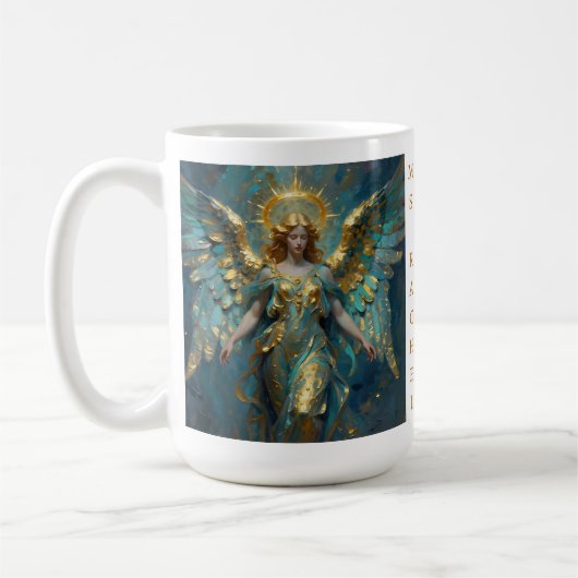 A Beautiful Gold and Turquoise Angel Personalized コーヒーマグカップ (左)