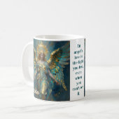 A Beautiful Gold and Turquoise Angel Personalized コーヒーマグカップ (正面左)