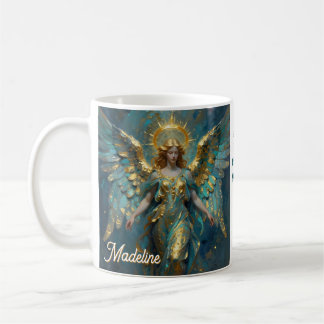 A Beautiful Gold and Turquoise Angel Personalized コーヒーマグカップ