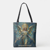 A Beautiful Gold and Turquoise Angel Personalized トートバッグ (裏面)