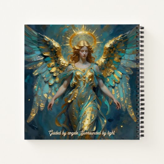 A Beautiful Gold and Turquoise Angel Personalized ノートブック (裏面)