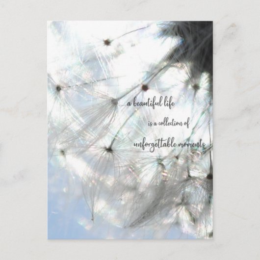 a beautiful life ... Sprüche Löwenzahn Samen ポストカード (正面)
