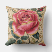 A Beautiful Shocking Pink Rose, Gold, Luxurious クッション (正面)