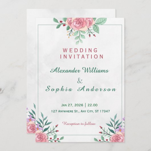 A beautiful wedding invitation to begin a happy li 招待状 (正面/裏面)