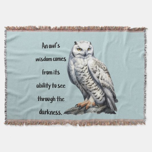 A beautiful white wise Owl スローブランケット (正面)