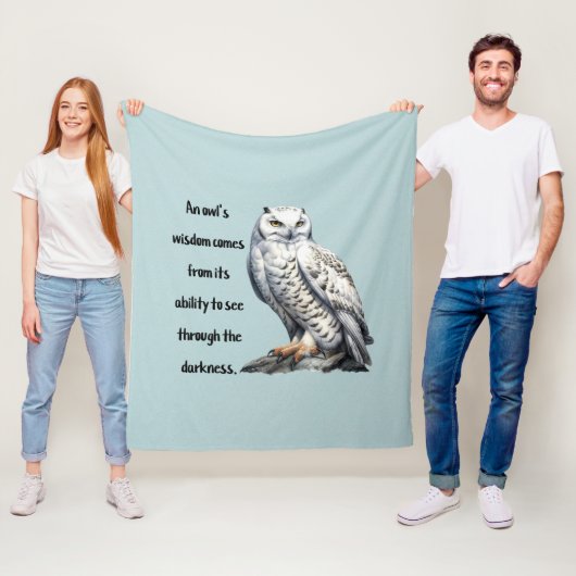 A beautiful white wise Owl フリースブランケット (インサイチュ)