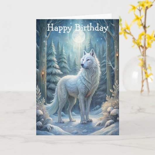 A Beautiful White Wolf カード (黄色い花)