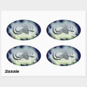 A beautifull bismillah on a cloudy blue background 楕円形シール (シート)