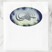 A beautifull bismillah on a cloudy blue background 楕円形シール (バッグ)