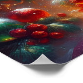 A Beautifully Decorated Christmas Tree and Flowers ポスター (角)