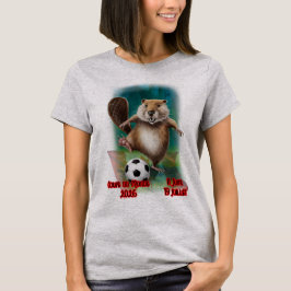 A beaver ready for the World Cup 2026 on a Grey Tシャツ