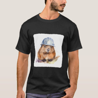 A Beaver Wearing A Hard Animal Engineer Headwear Tシャツ