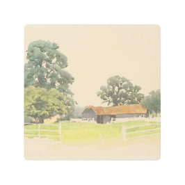 A Bedfordshire Farmyard （19世紀） メタルプリント