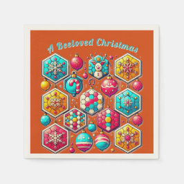 A Beeloved Christmas Retro Napkins スタンダードカクテルナプキン
