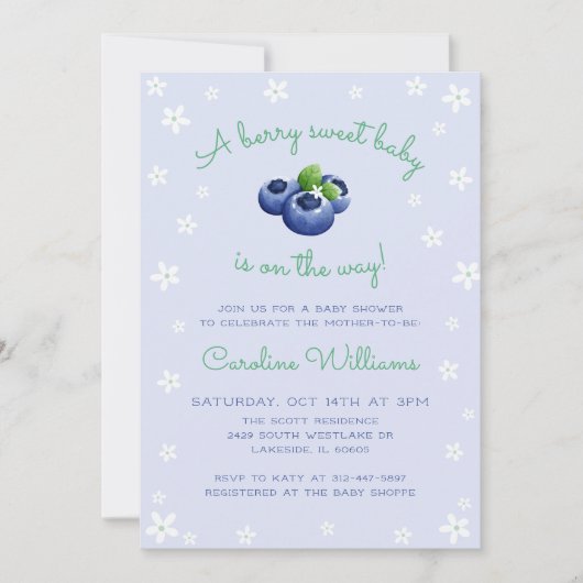 A Berry Sweetベビーは途中ブルーベリーボーイ 招待状 (正面)