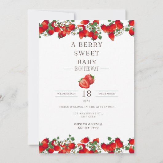 A Berry Sweet Baby is on the Way, Baby Shower Invi 招待状 (正面)