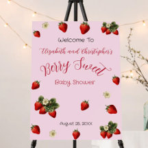 A Berry Sweet Baby Shower Strawberry Welcome Sign