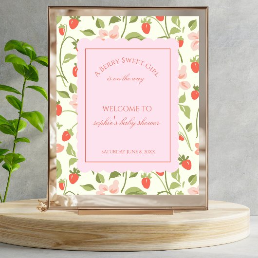 A berry sweet girl is on the way welcome sign ポスター