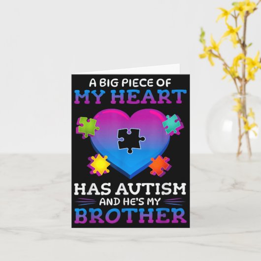 A Big Ece Of My Heart Has Autism My Brother Gift  カード (黄色い花)