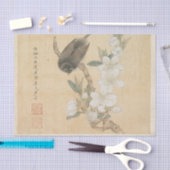 A Bird and Peach Blossom Branch by Chen Hongshou 薄葉紙 (クラフト)