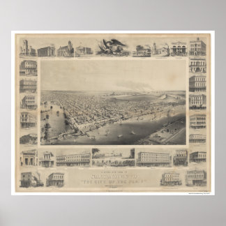 A Birds-Eye View Sacramento, 1857ポスター ポスター
