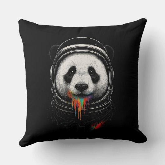 A black and white panda bear wearing a space suit クッション (裏面)