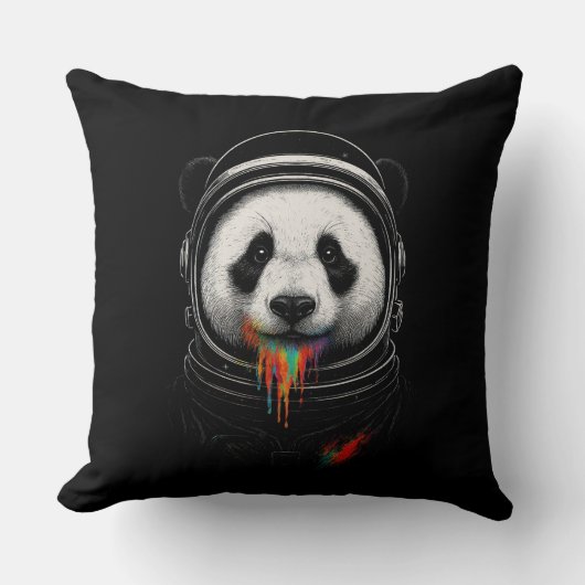 A black and white panda bear wearing a space suit クッション (正面)
