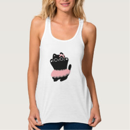 "A Black Cat Comes to Life in a Dance Skirt." タンクトップ