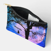 A Black Cat on a Wire Full Moon Name アクセサリーポーチ (見開き)