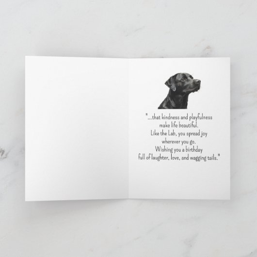 A Black Labrador Personality Birthday Fun Animal カード (内部)